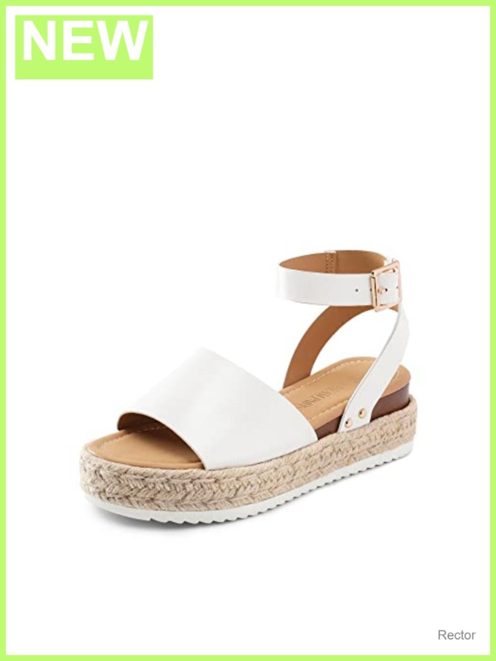 Faux Leather Platform Espadrille Wedge Sandals with Ankle Strap